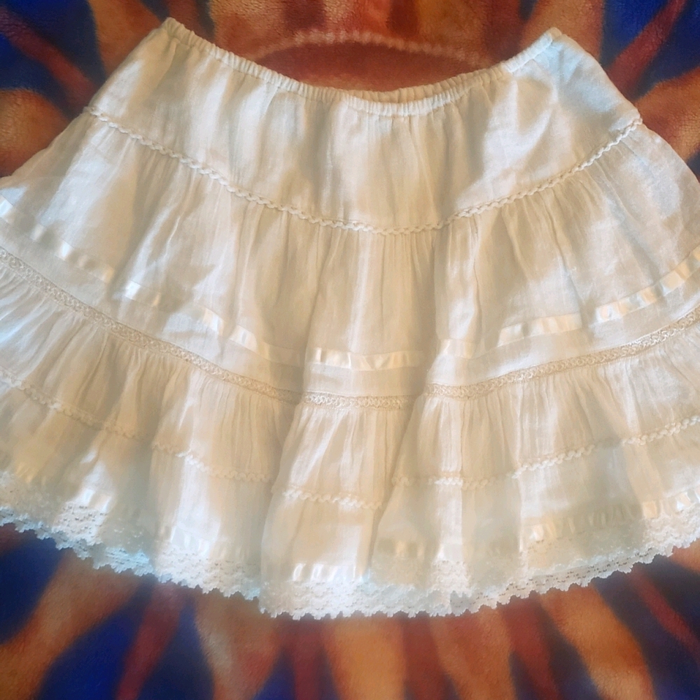 Kawaii ruffle light cream skirt